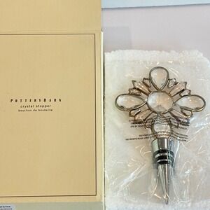 Pottery Barn Crystal Wine Bottle Stopper Decorative Gem Flower Design